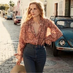 Doen Rose Top in Pink Valley Floral, Button Front Blouse